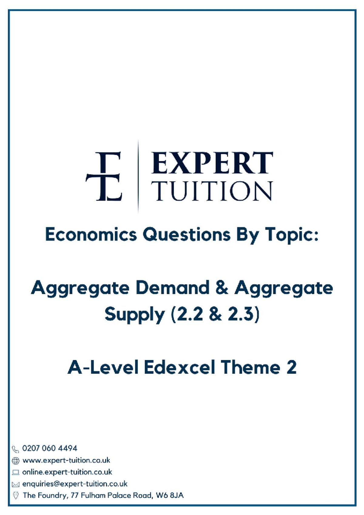 Aggregate Demand & Supply Analysis - Course 2.2 & 2 - Studocu