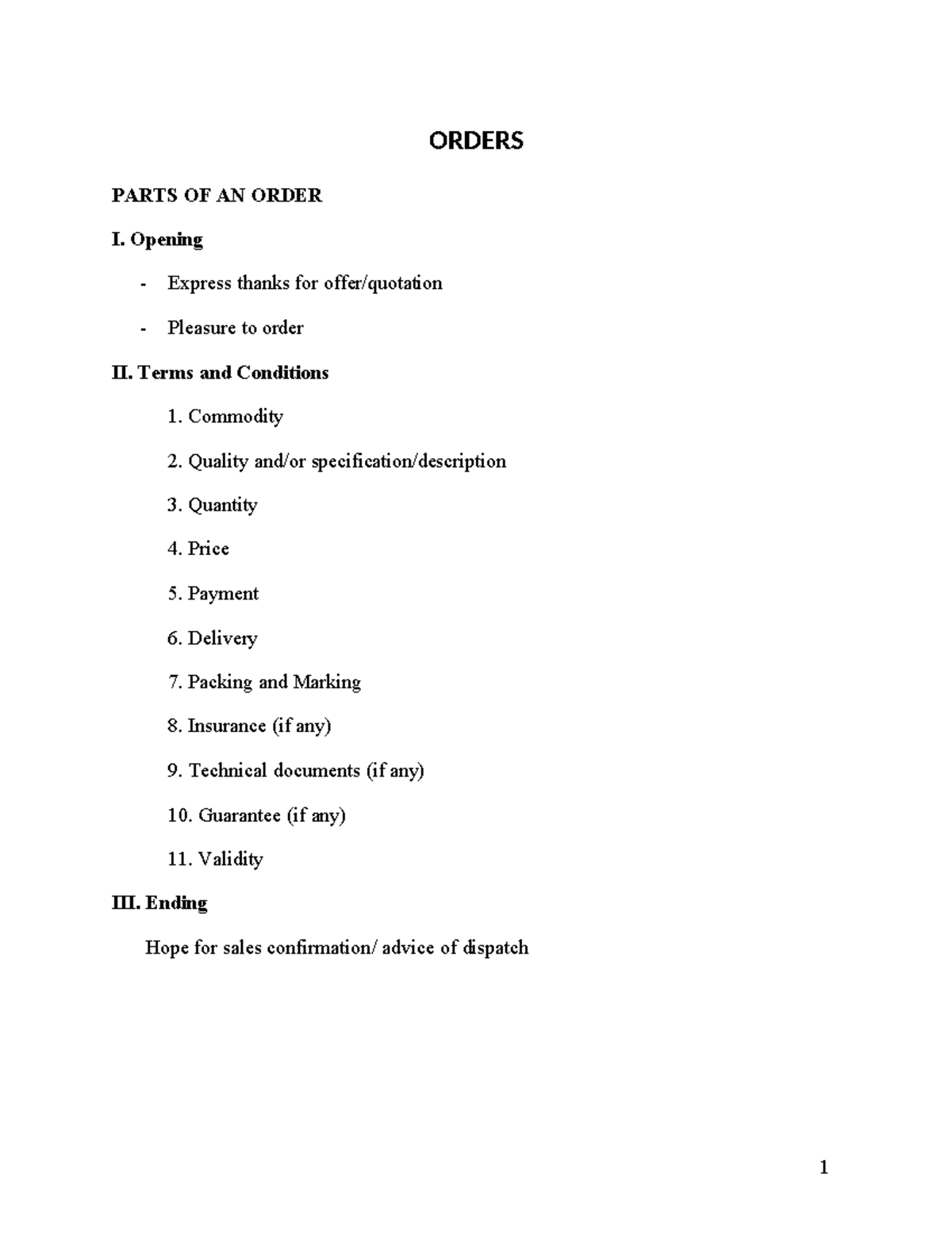 Order-Practice-1: Comprehensive Guidelines and Sample Letters - Studocu
