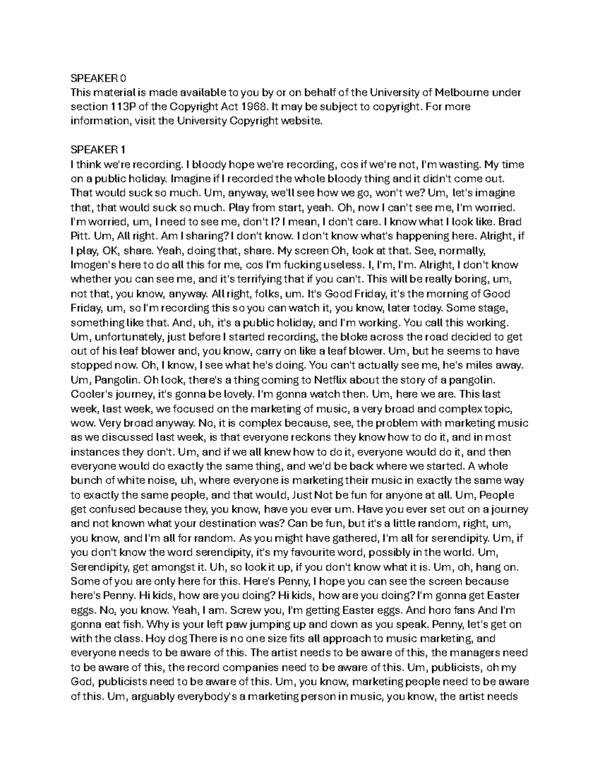 Lecture 7 Transcript: Music Marketing & Management Insights (BOM) - Studocu
