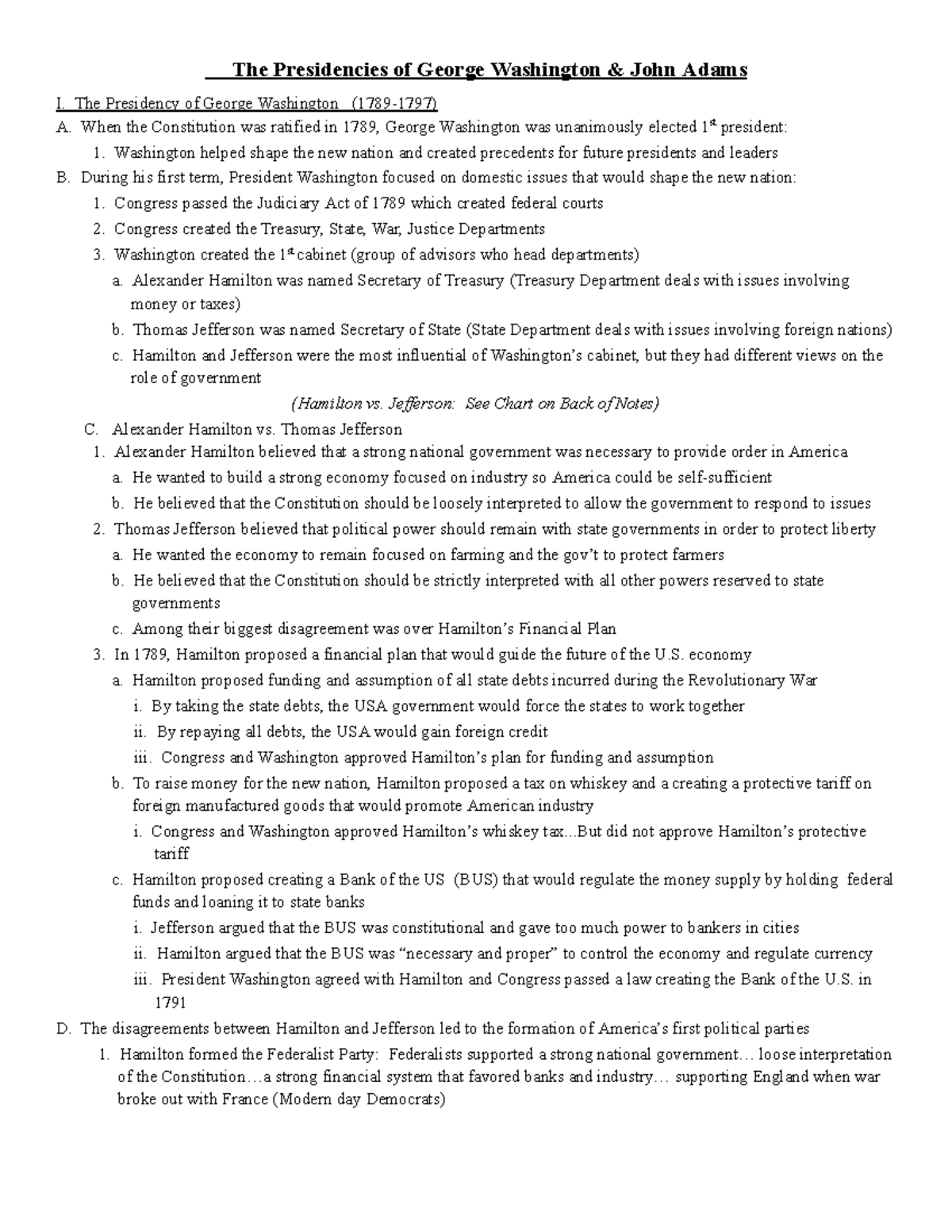 Political Parties, George Washington, & John Adams - The Presidencies ...