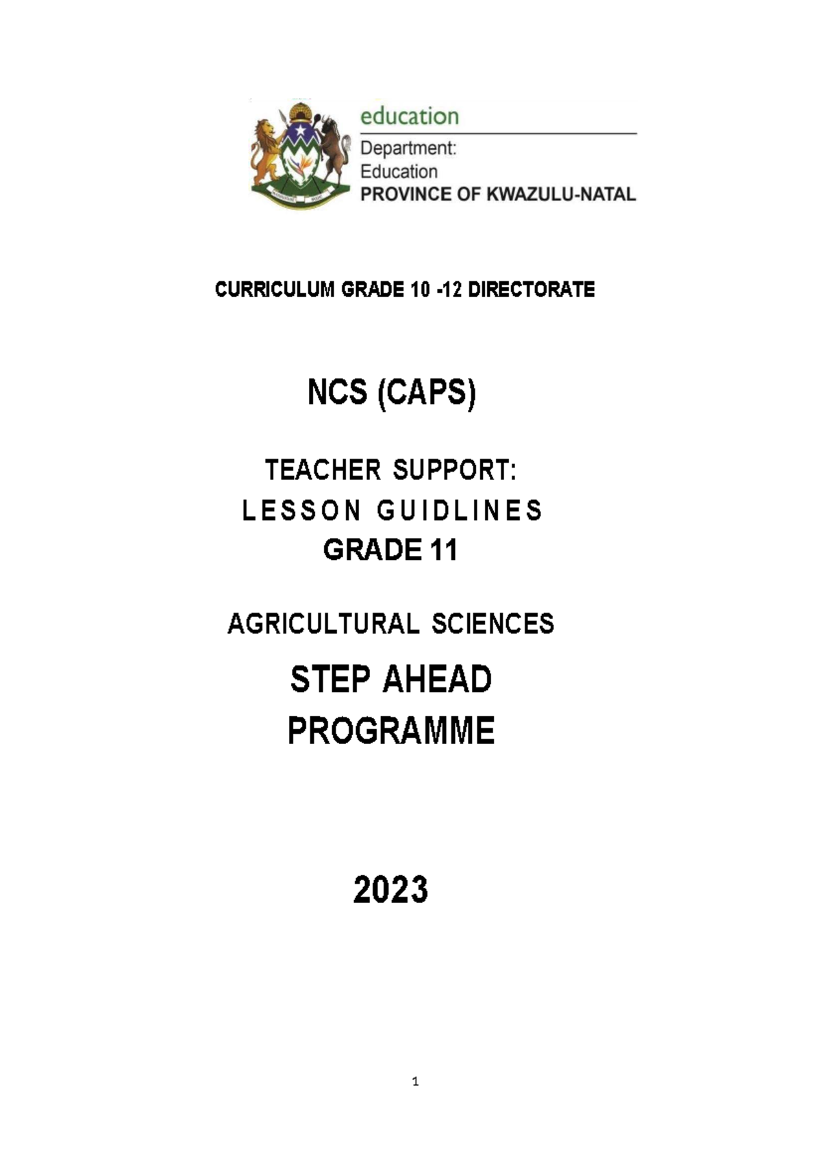 Grade 11 Agricultural Sciences Lesson Guidelines: Soil and Plant ...