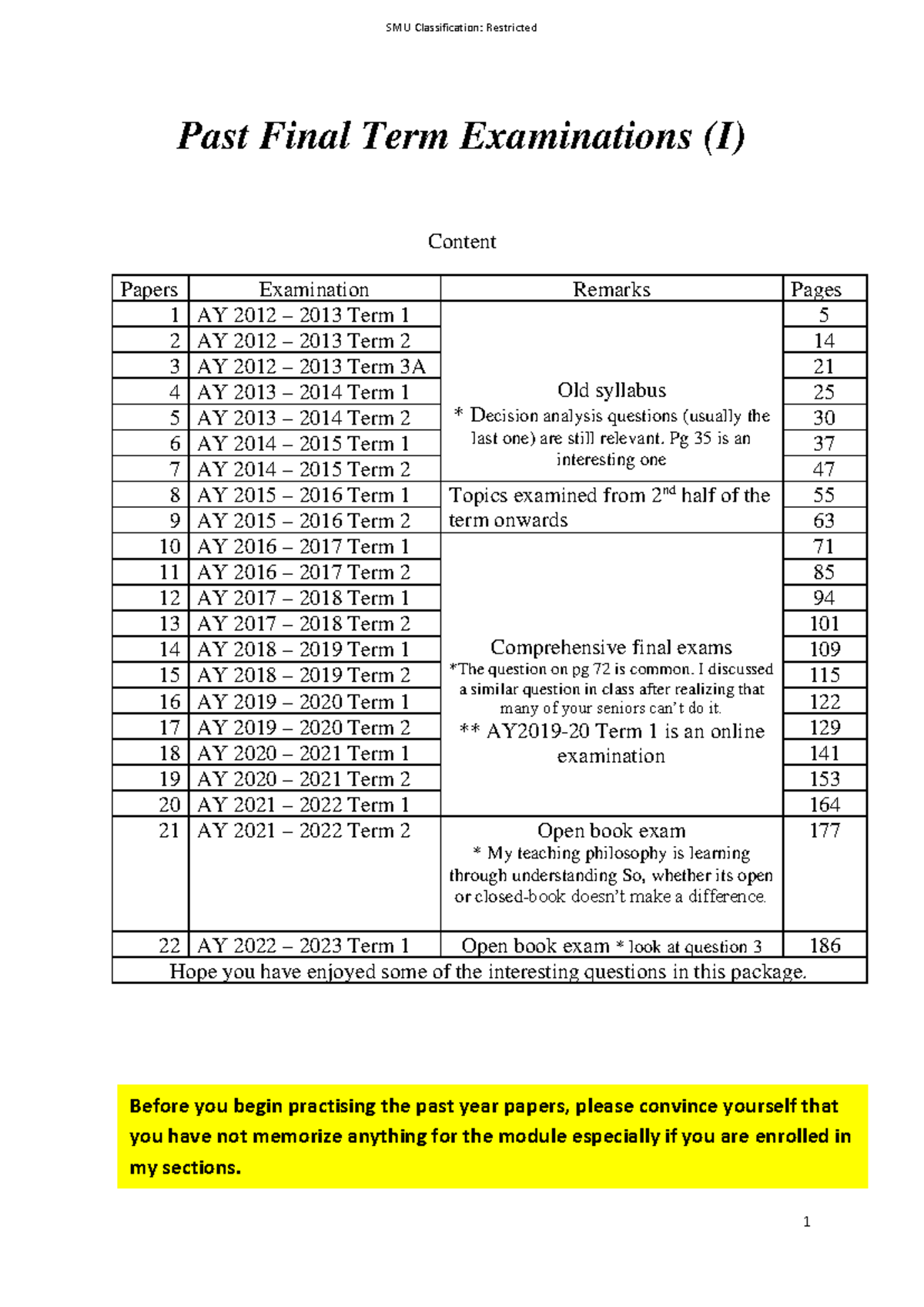 OPIM 101 Final Exam Papers Sample (Aug 2012 - Dec 2022) - Studocu