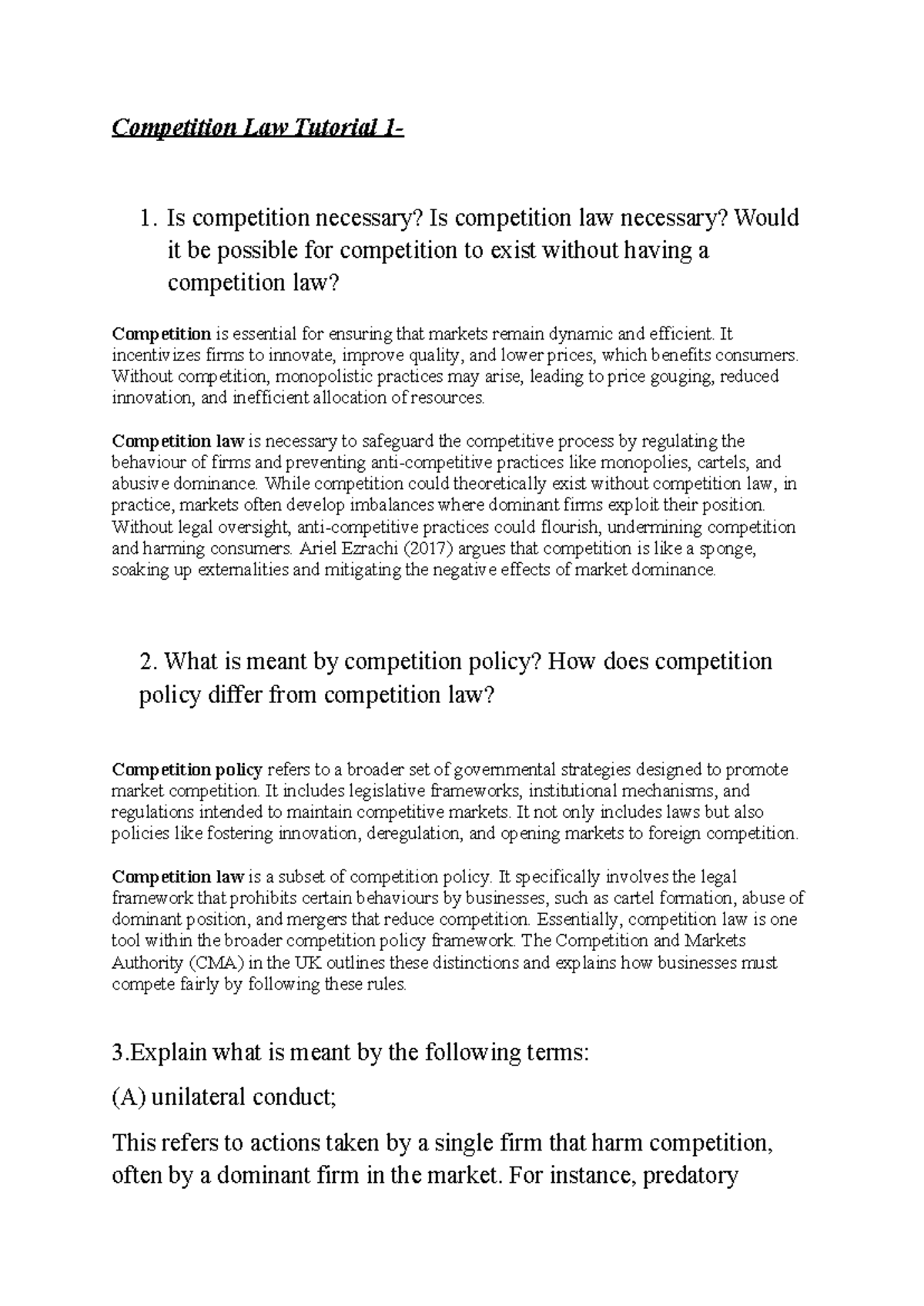 Competition Law Tutorial 1 - Is competition necessary? Is competition ...