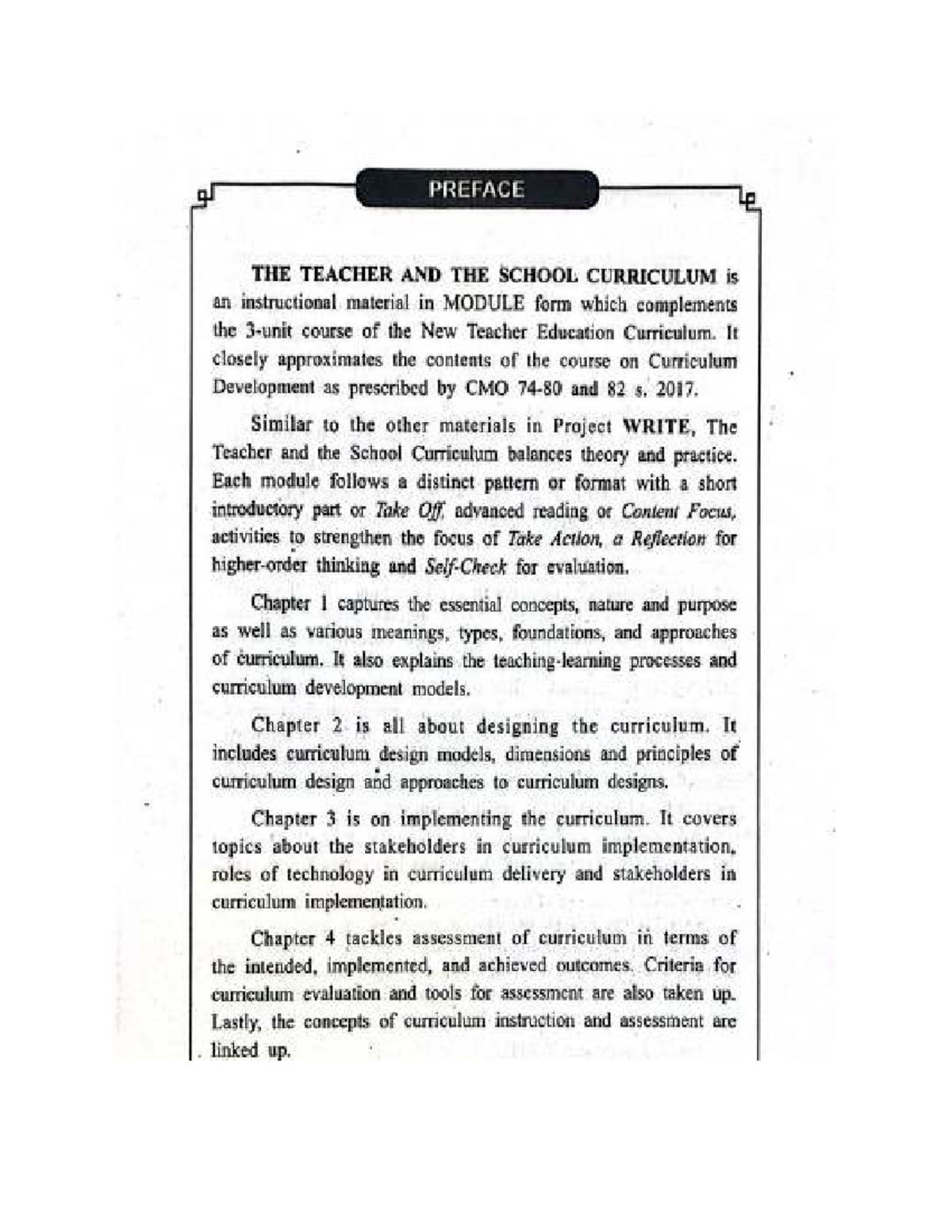 PREFACE: Teacher & School Curriculum Module for New Teacher Ed. - Studocu