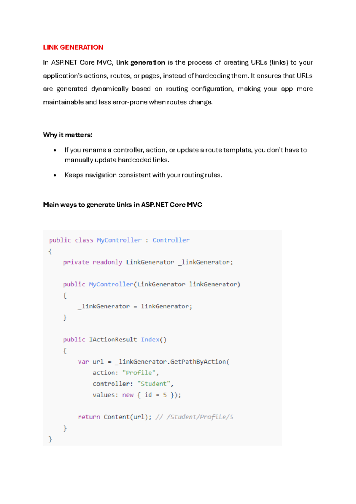 Link Generation and Web API Overview in ASP.NET Core MVC - Studocu