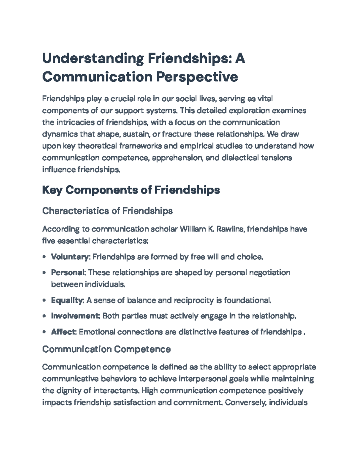 Understanding Friendships: A Communication Perspective (Comm 101) - Studocu