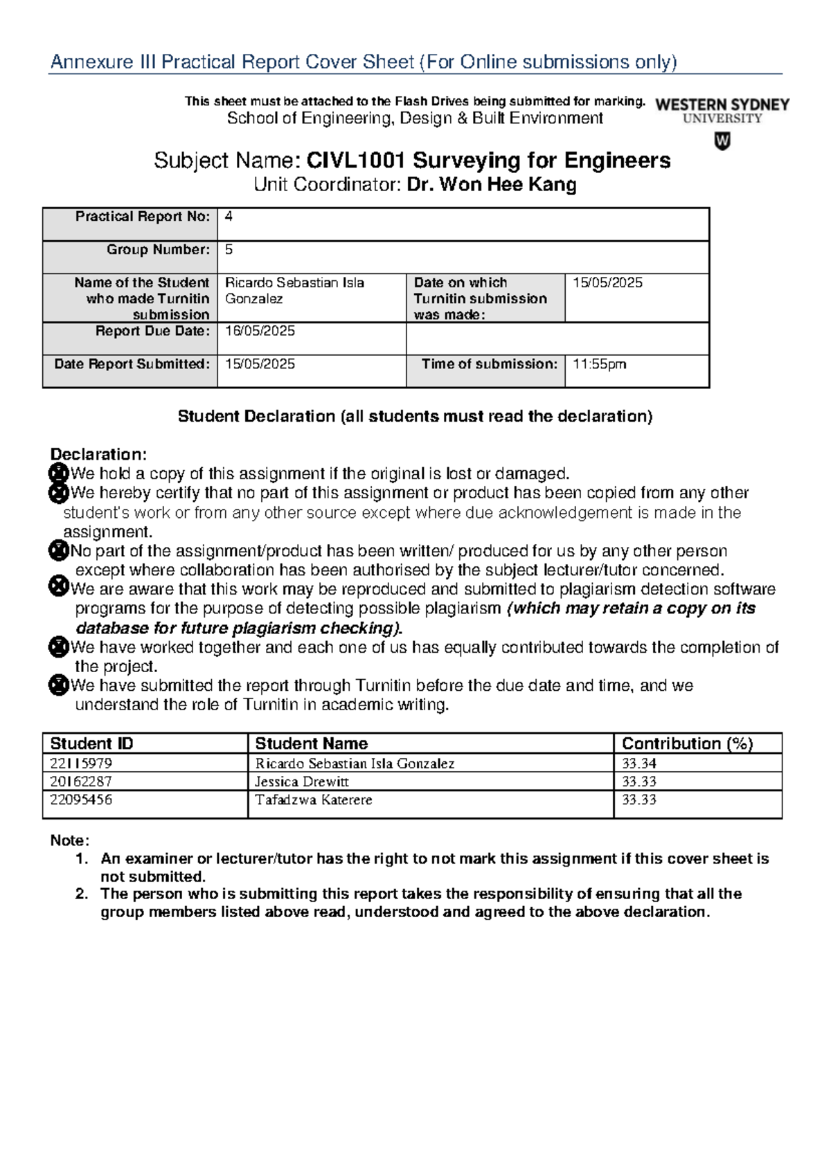 CIVL1001 Practical Report 4: Topographic Survey and Contour Mapping ...