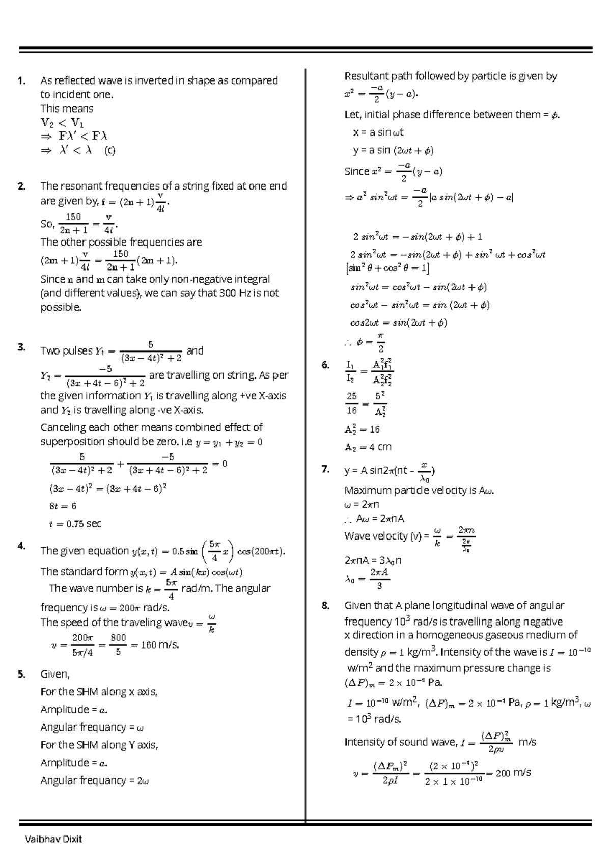 Waves and SHM Solutions - PHYS 101 Final Exam Notes - Studocu