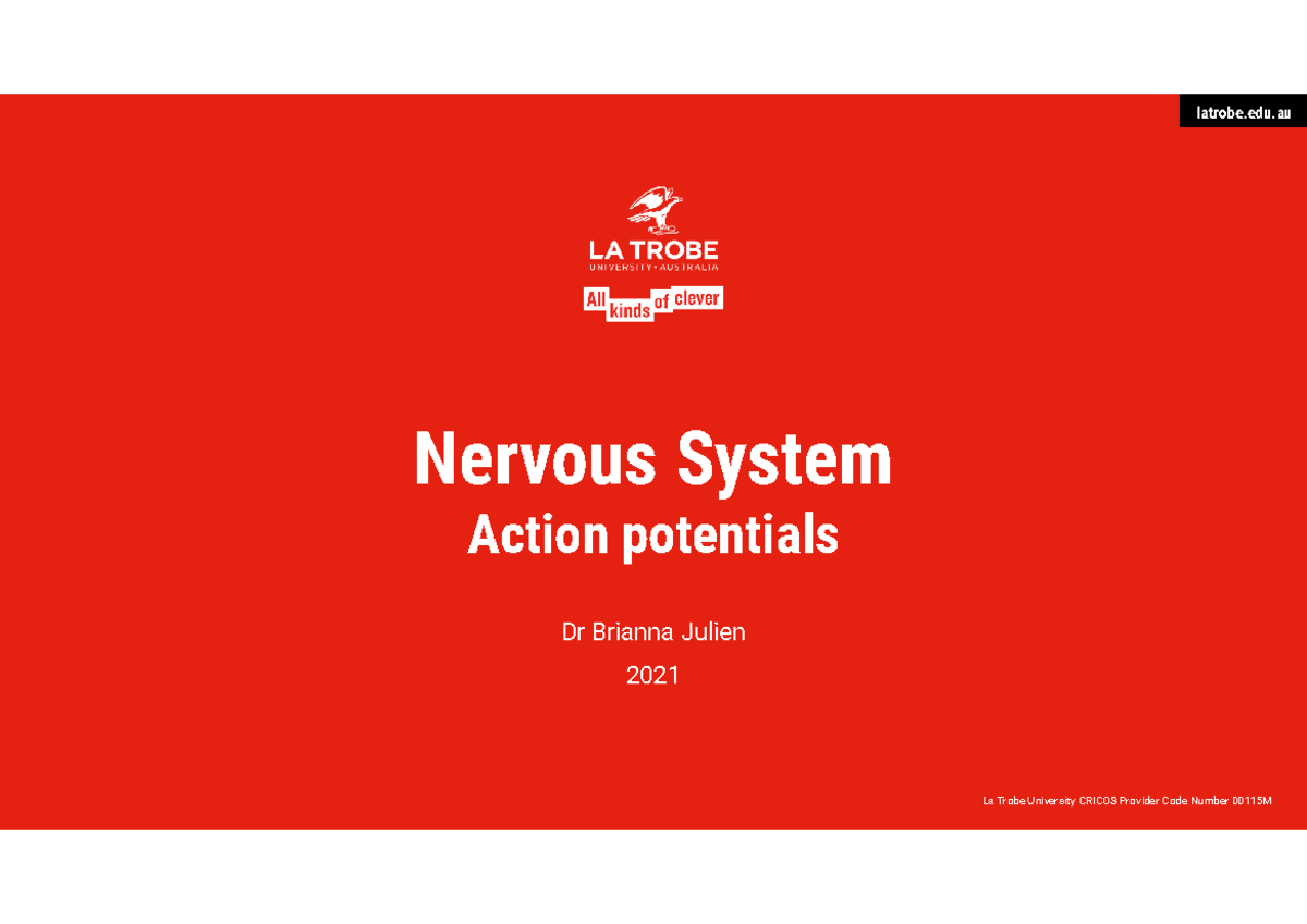 Nervous System: Action Potentials Lecture Notes - Studocu