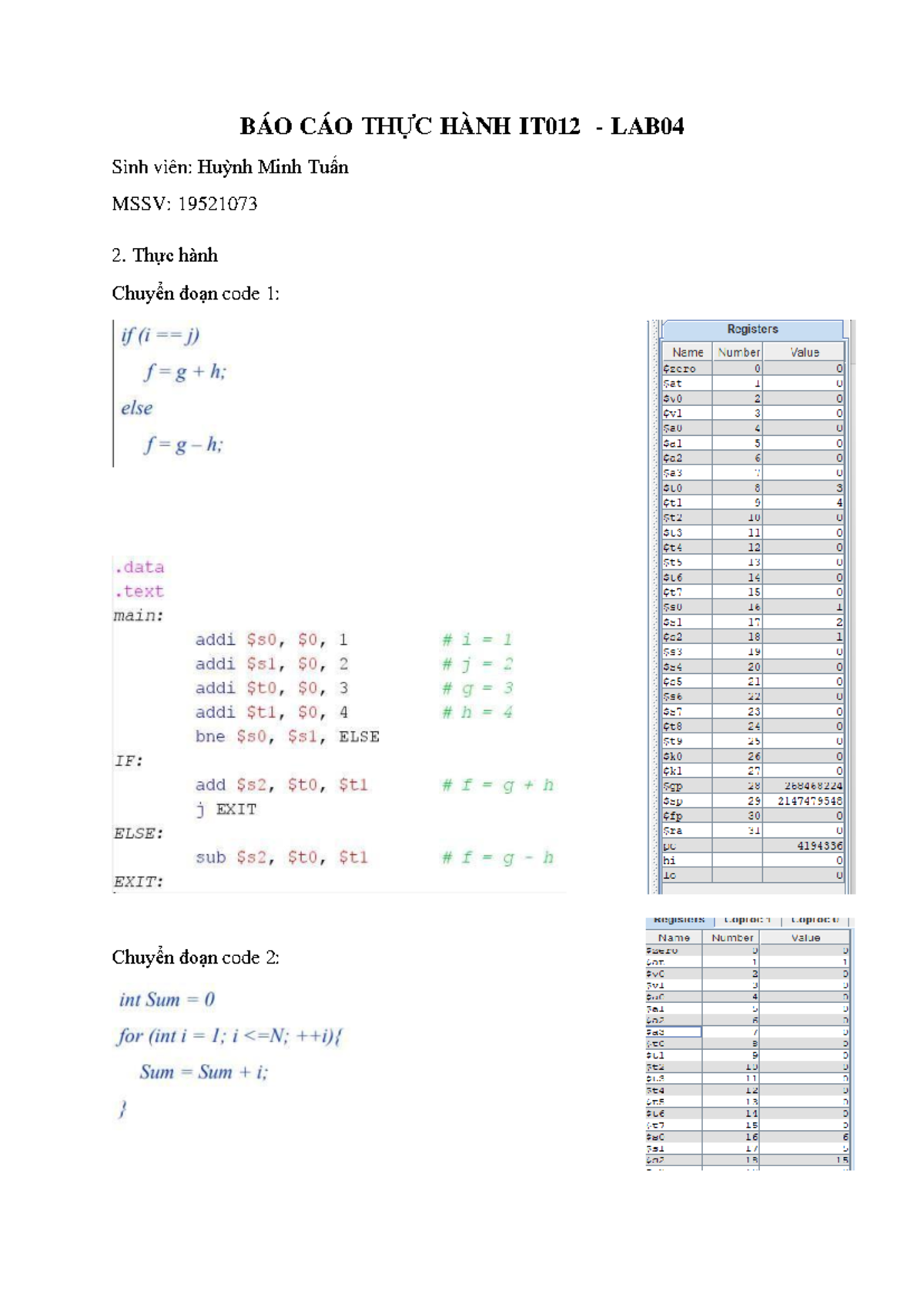IT012 - Lab04 Report: Code Conversion and Input Exercises - Studocu