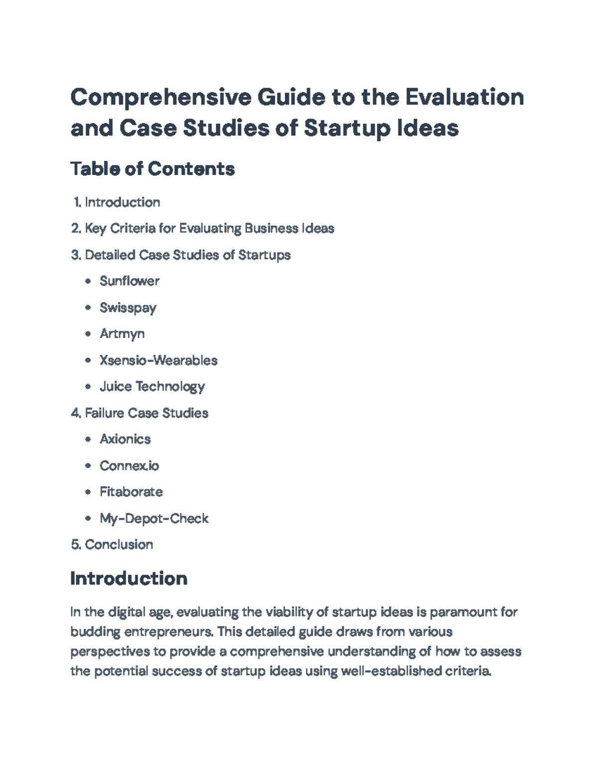 Comprehensive Guide: Evaluating Startup Ideas & Case Studies ...
