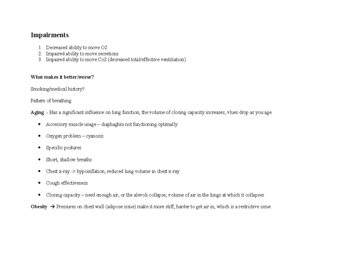 Important Background Notes on Ex Rehab (Course Code: EXR 101) - Studocu