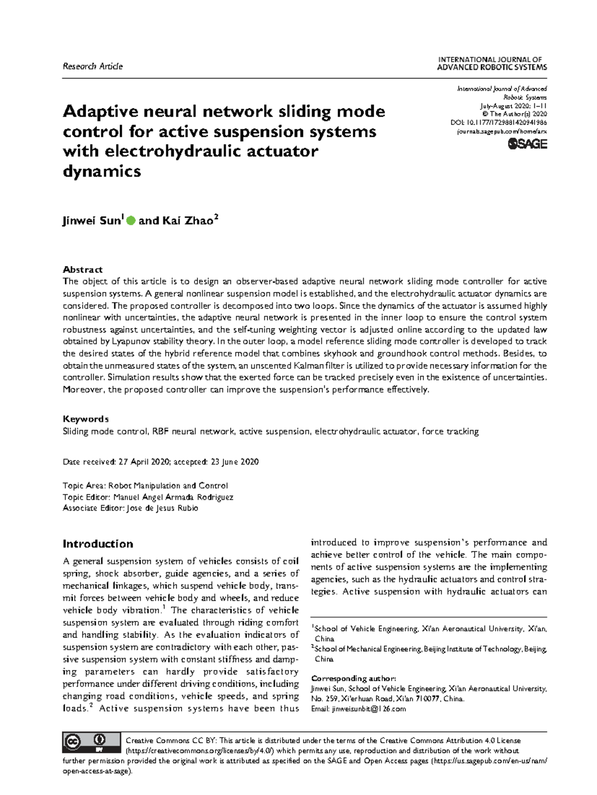 Adaptive Neural Network Sliding Mode Control for Active Suspension ...