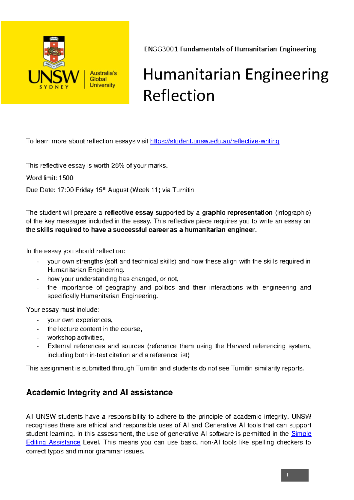 ENGG3001 Final Exam Reflection on Humanitarian Engineering Skills - Studocu