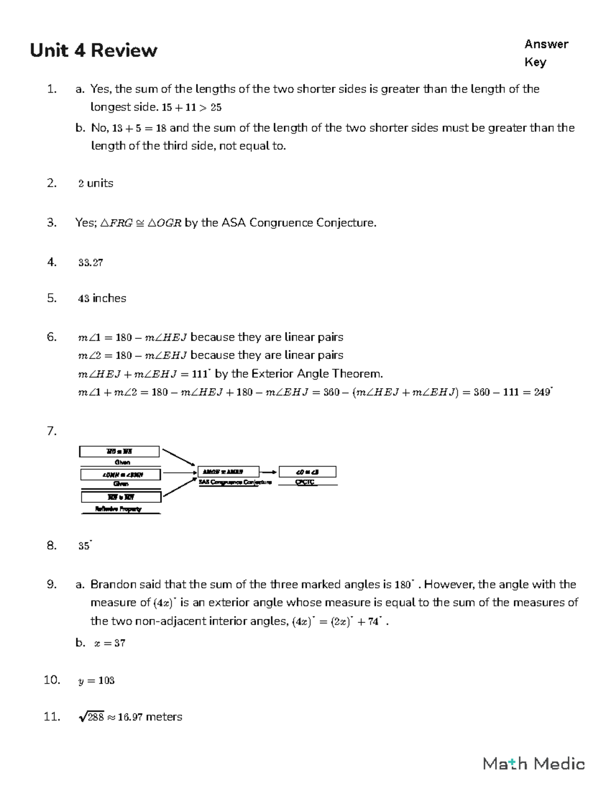 Unit 4 Review 1: Answer Key and Explanations - Studocu