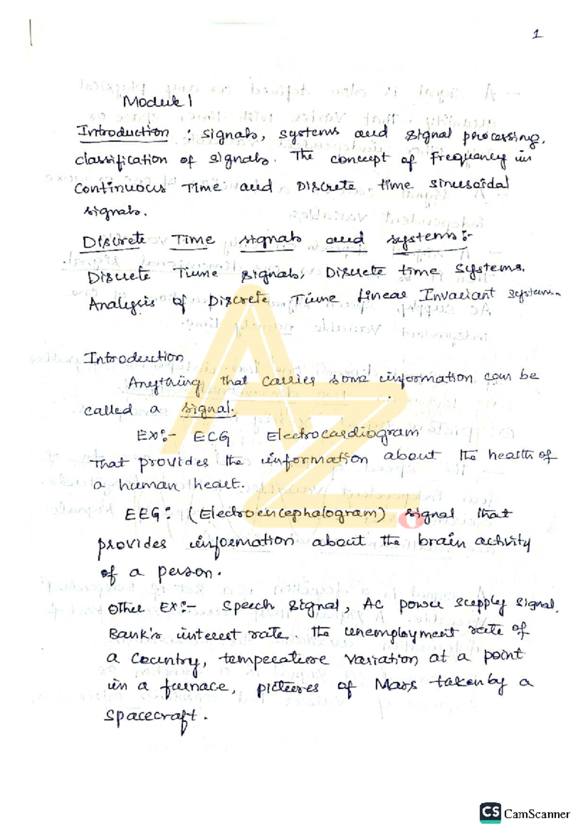 BEC502 Module 1: Introduction to Signals and Signal Processing - Studocu