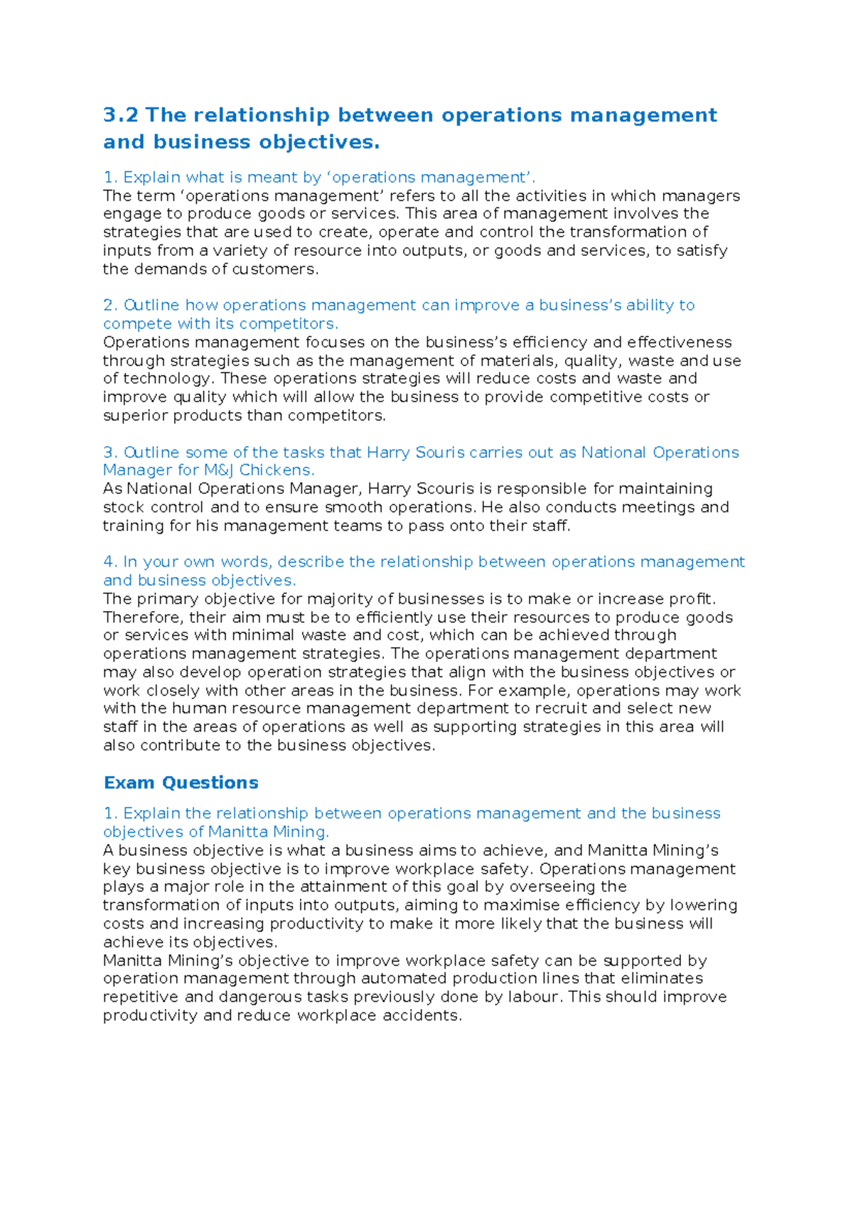 3.2 Operations Management & Business Objectives: A Comprehensive ...