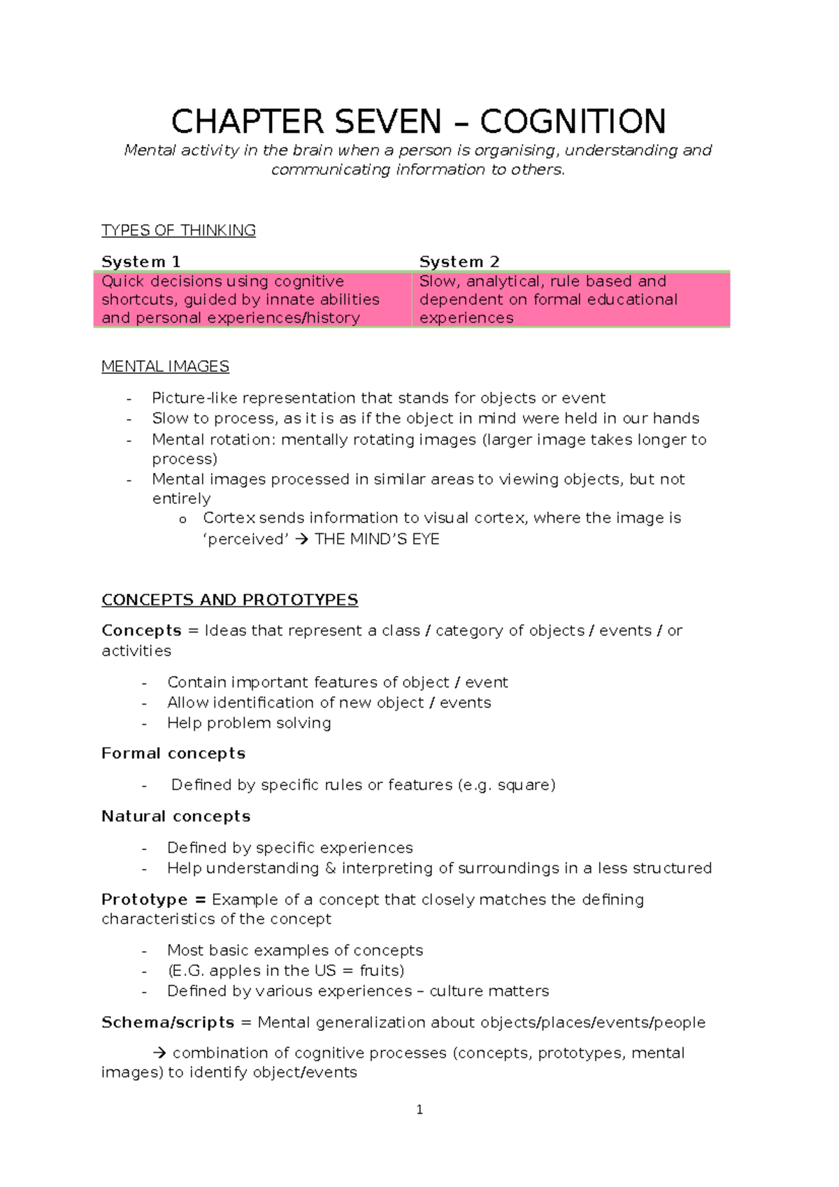 Cognitive Processes in Chapter 7: Understanding and Problem Solving ...