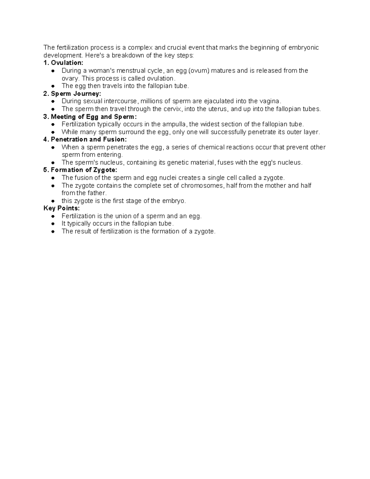 Fertilization process - Here's a breakdown of the key steps: Ovulation ...