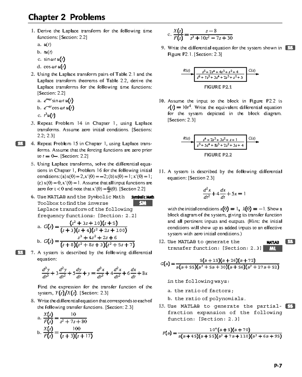 Nise 8th Ed - Chapter 2 End-of-Chapter Problems on Laplace Transforms ...