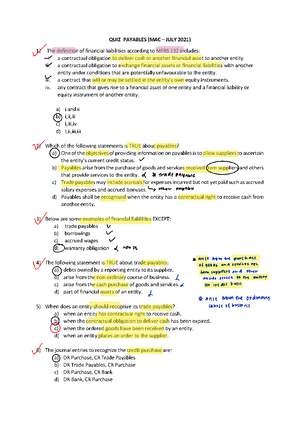 FAR210 QUIZ: PAYABLES - Mac July 2022 Exam Review - Studocu