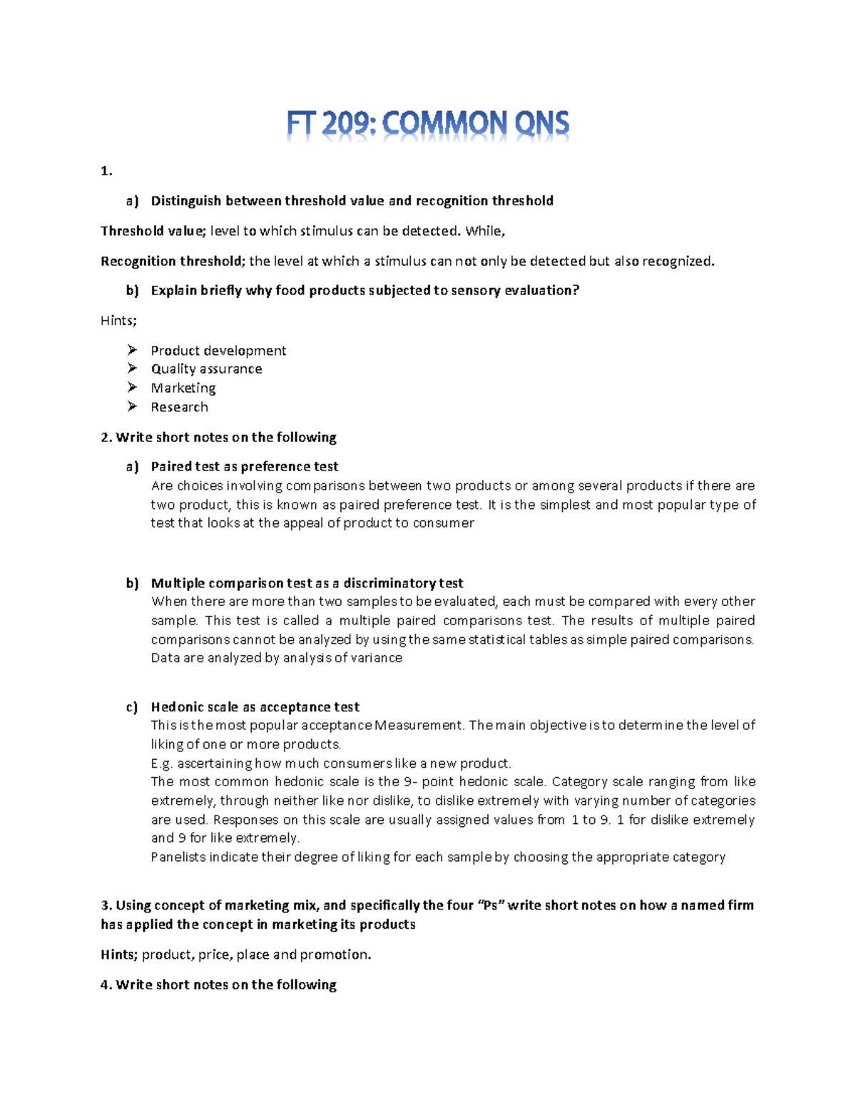 Paper 1 - Learning tutorials - 1. a) Distinguish between threshold ...