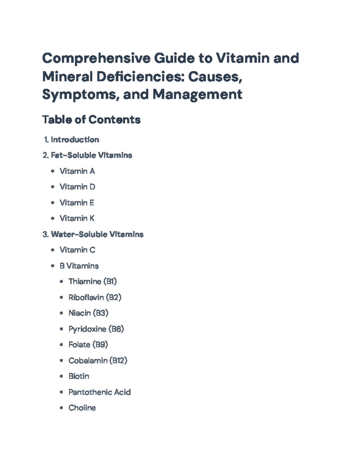Comprehensive Guide to Vitamin and Mineral Deficiencies Management ...