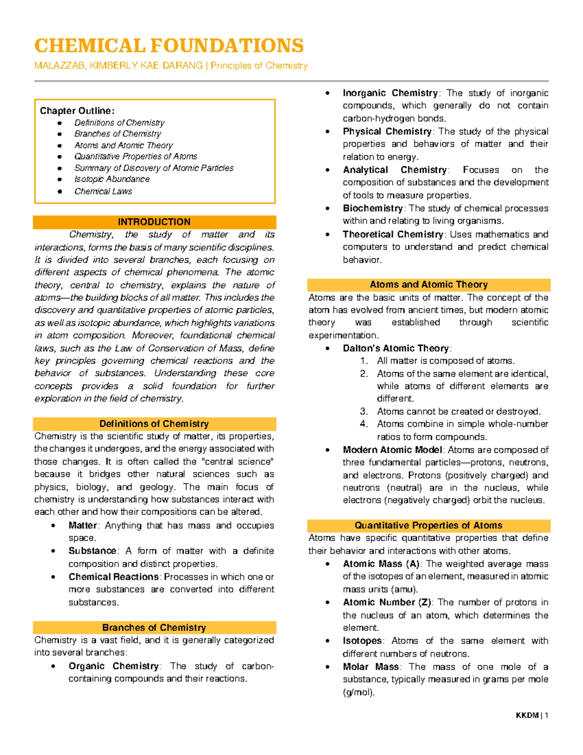 Chapter 1: Principles of Chemistry - The Study of Change (CHEM 101 ...