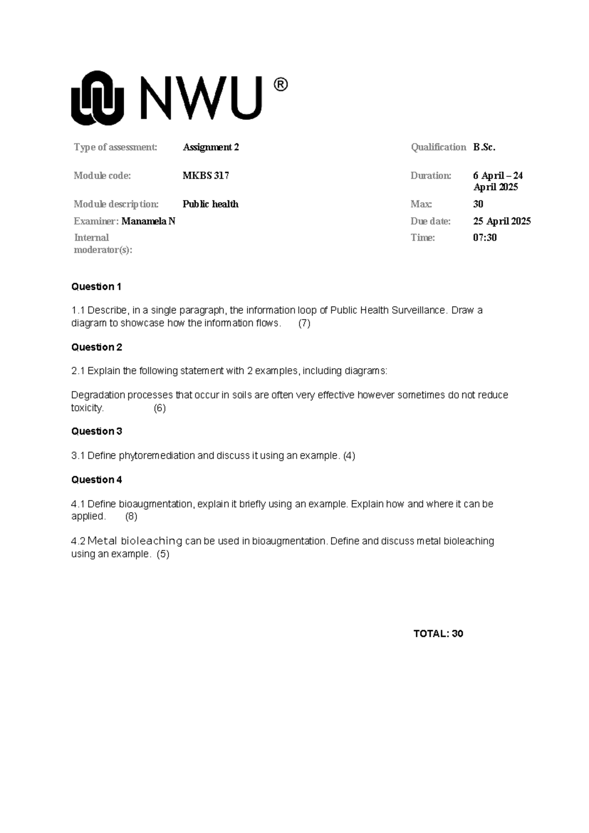 MKBS 317 Assignment 2 06 April 2025 - Type of assessment: Assignment 2 ...