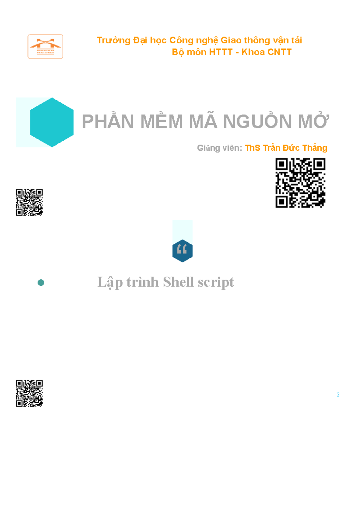 Lập trình Shell Script - Tài liệu học phần CNTT 2023 - Studocu