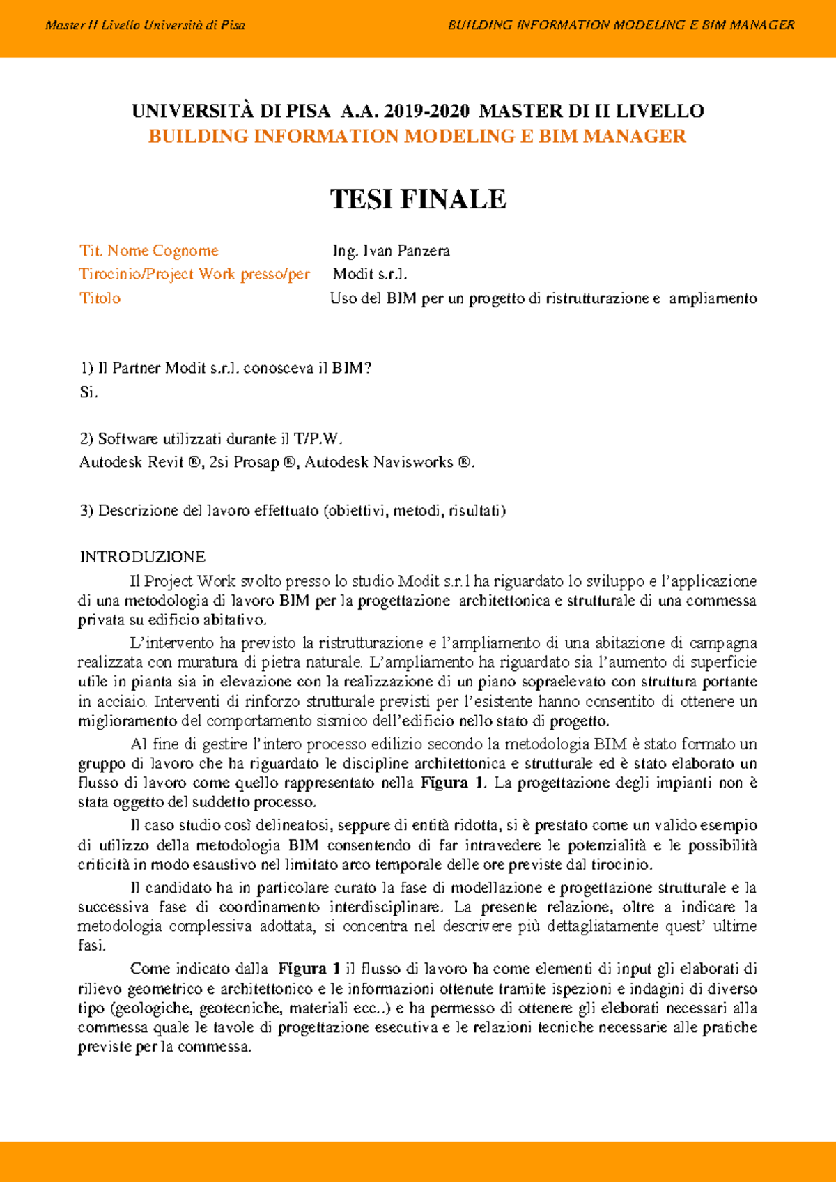 TESI FINALE: Uso del BIM nella Ristrutturazione e Ampliamento Edilizio - Document Preview