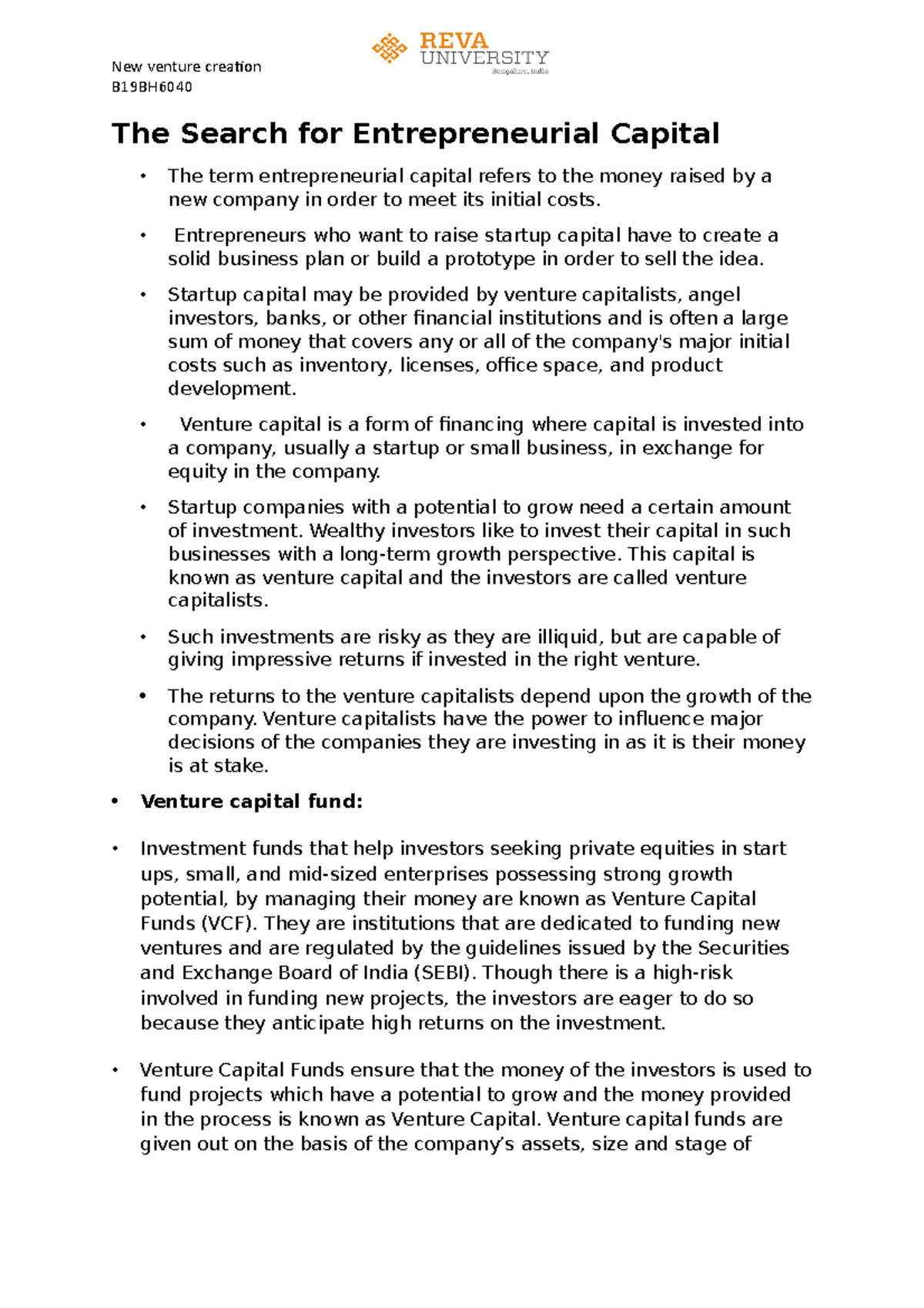 B19BH: Unit 3 - Entrepreneurial Capital & Venture Capital Insights ...
