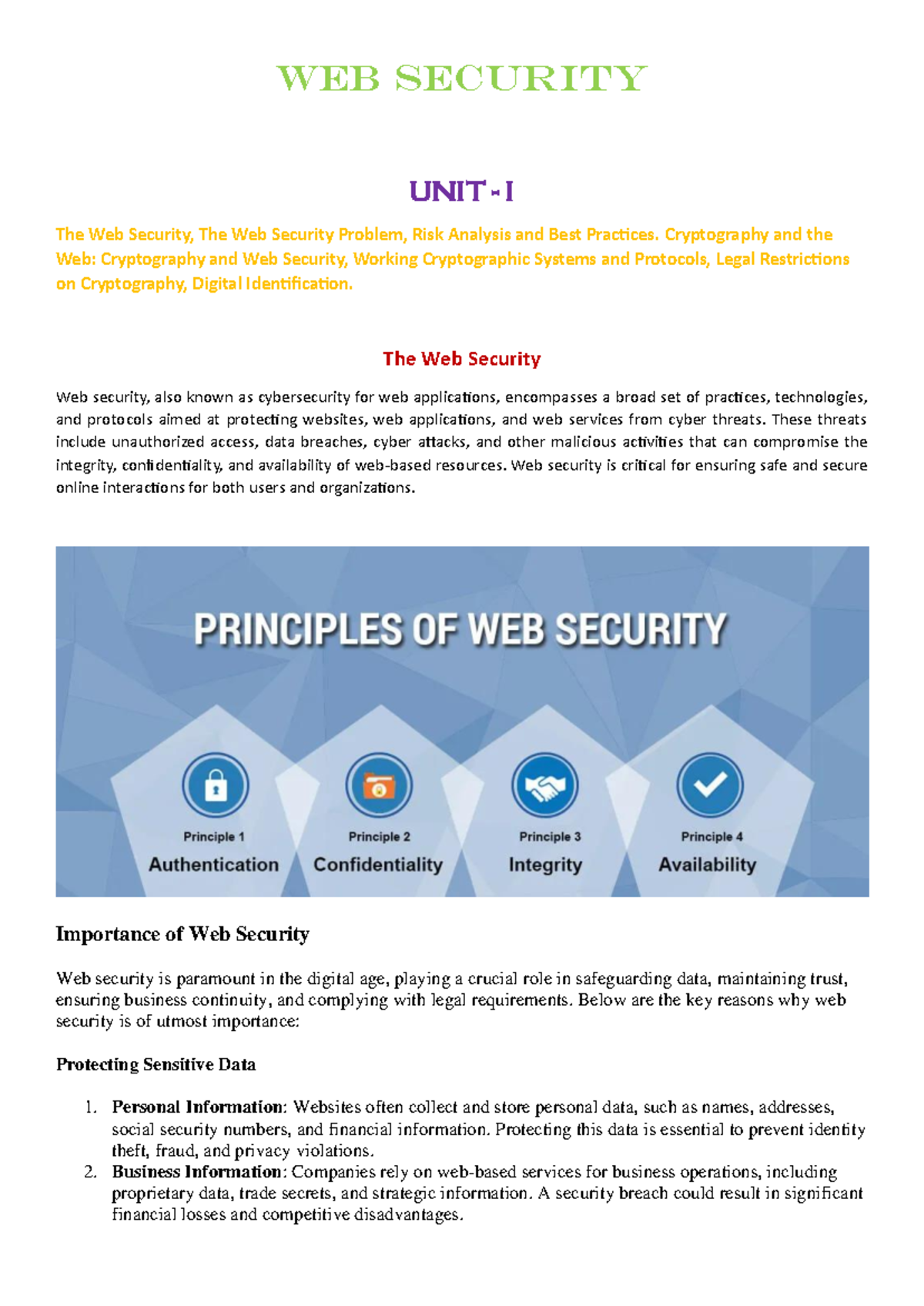 WEBS - Web Security Overview and Best Practices Summary - Studocu