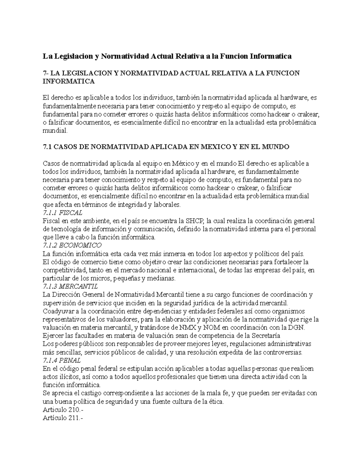 Normativa Actual en la Función Informática: Aspectos Legales en México ...