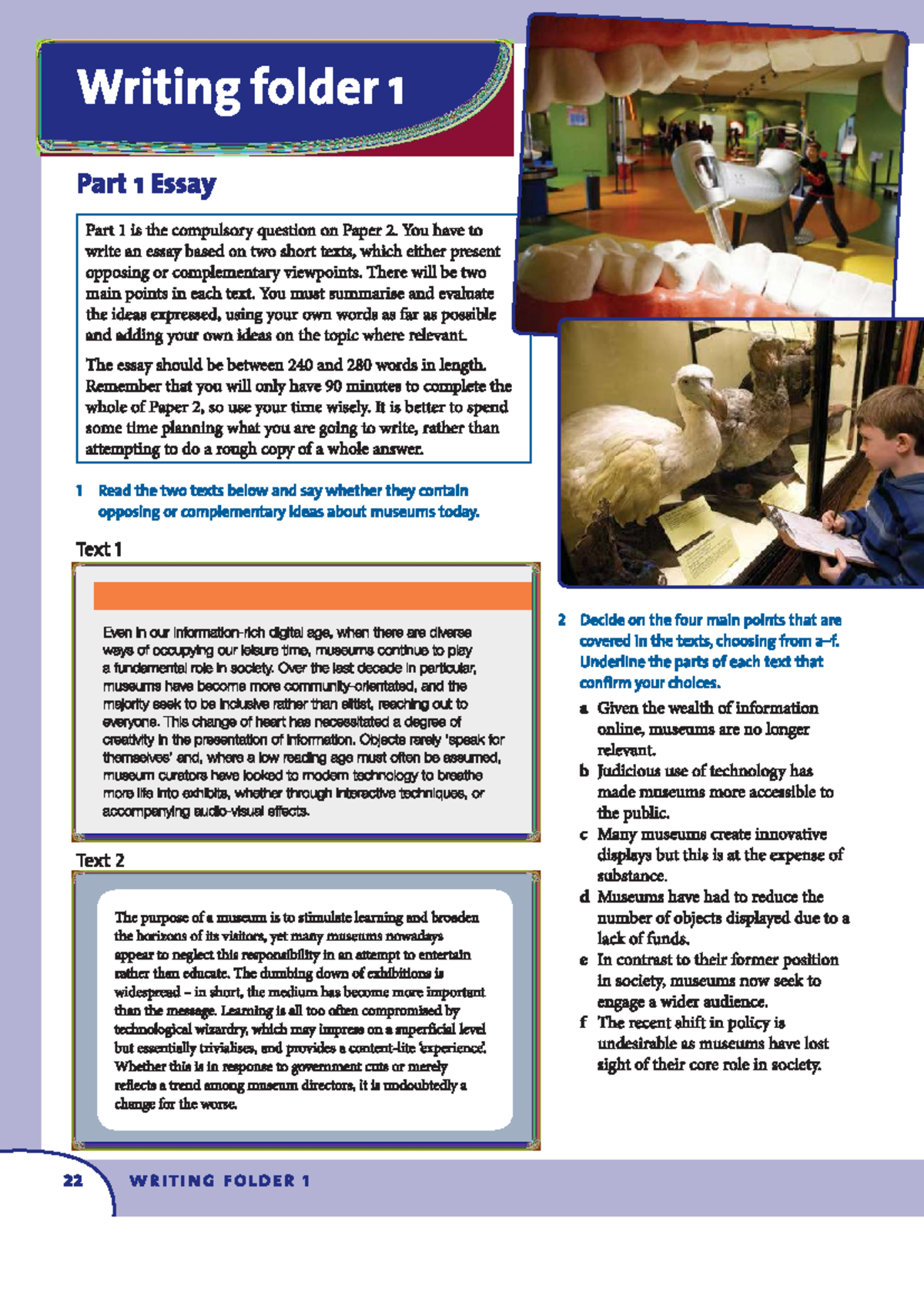 Writing Folder 1: Compare & Contrast Essay on Museums Today - Studocu