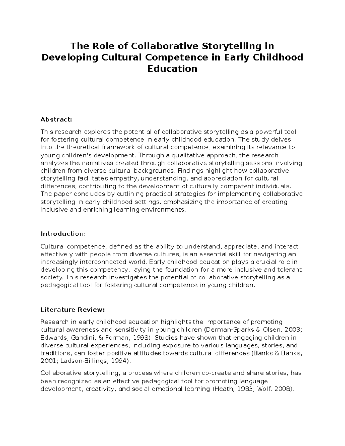 Collaborative Storytelling & Cultural Competence in Early Childhood ...