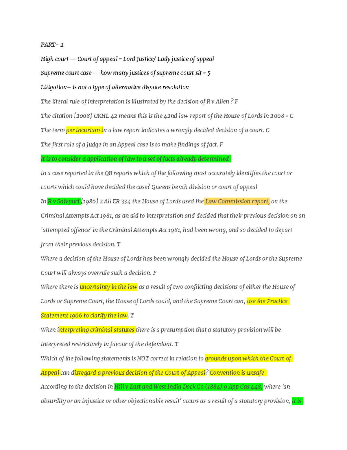 Law 101: Statutory Interpretation & Precedent Notes for Exam ...