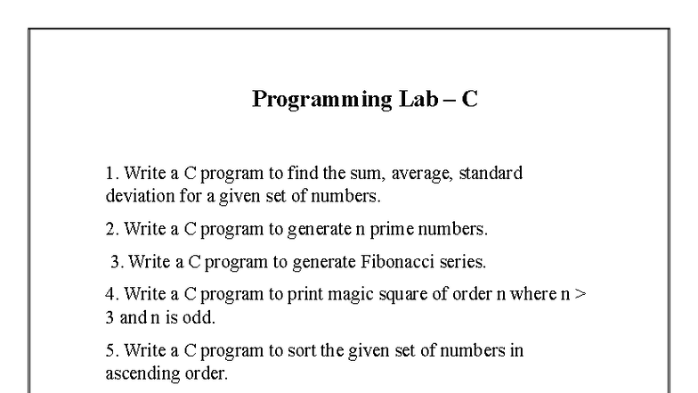 Programming Lab C: Concepts and Programs for Practical Applications ...