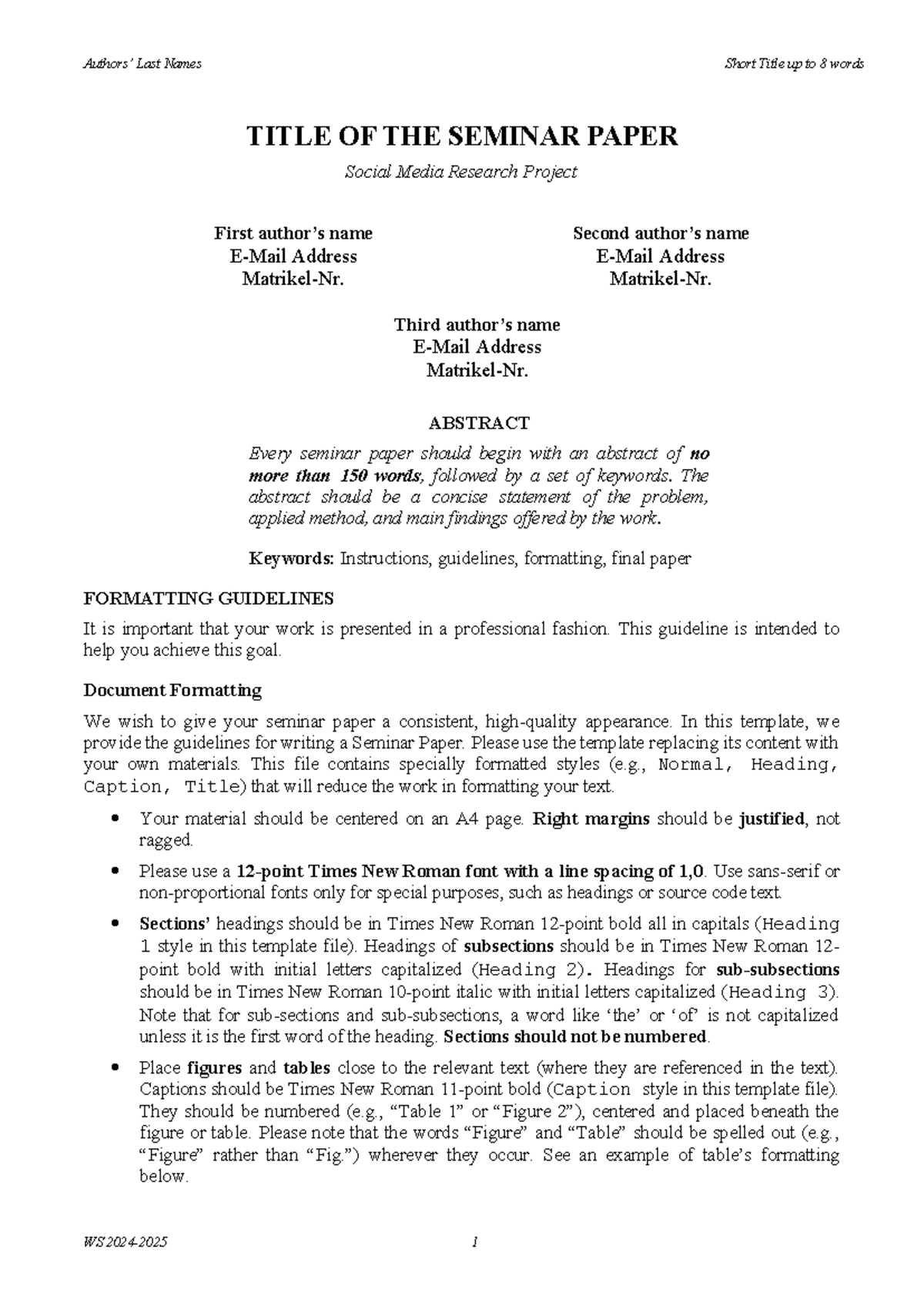 Template Final Paper WS24-25 - TITLE OF THE SEMINAR PAPER Social Media ...