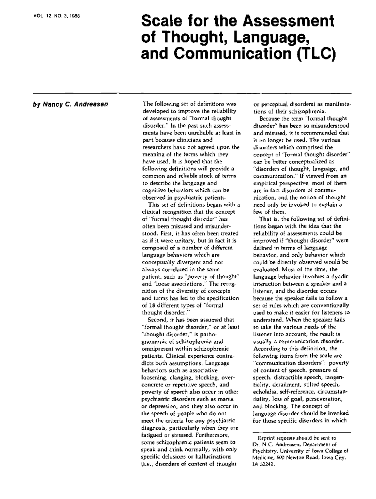 TLC Disorder Assessment Scale: A Comprehensive Guide for Clinicians ...