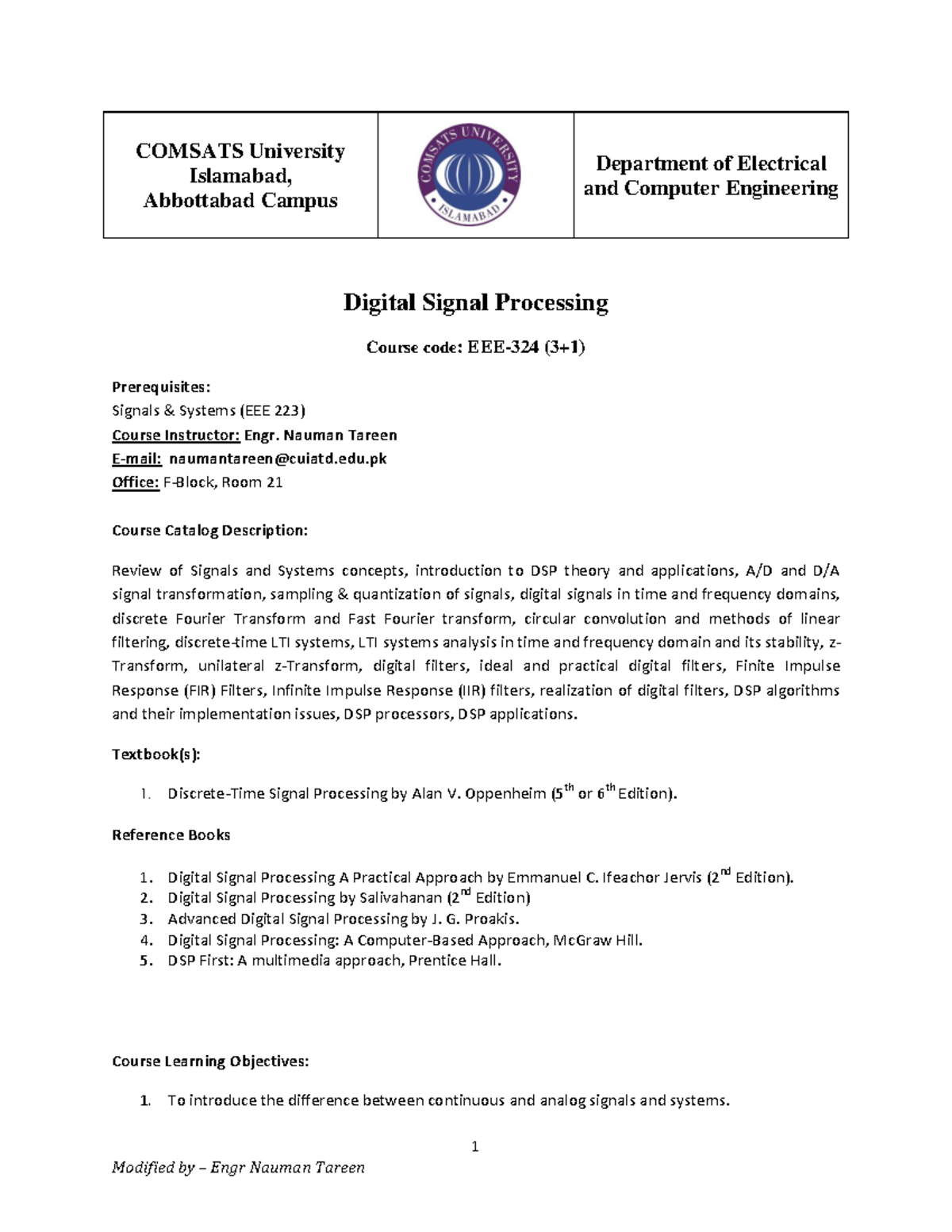 Digital Signal Processing (DSP) Course Overview - ECE 223 - Studocu