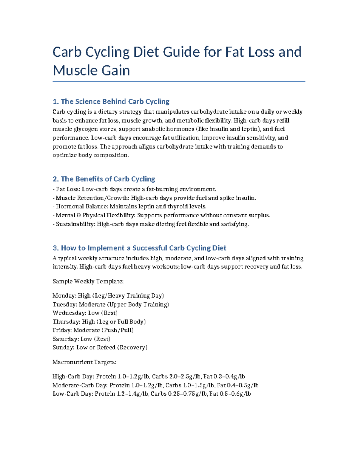Carb Cycling Diet Guide - The Science Behind Carb Cycling Carb cycling ...