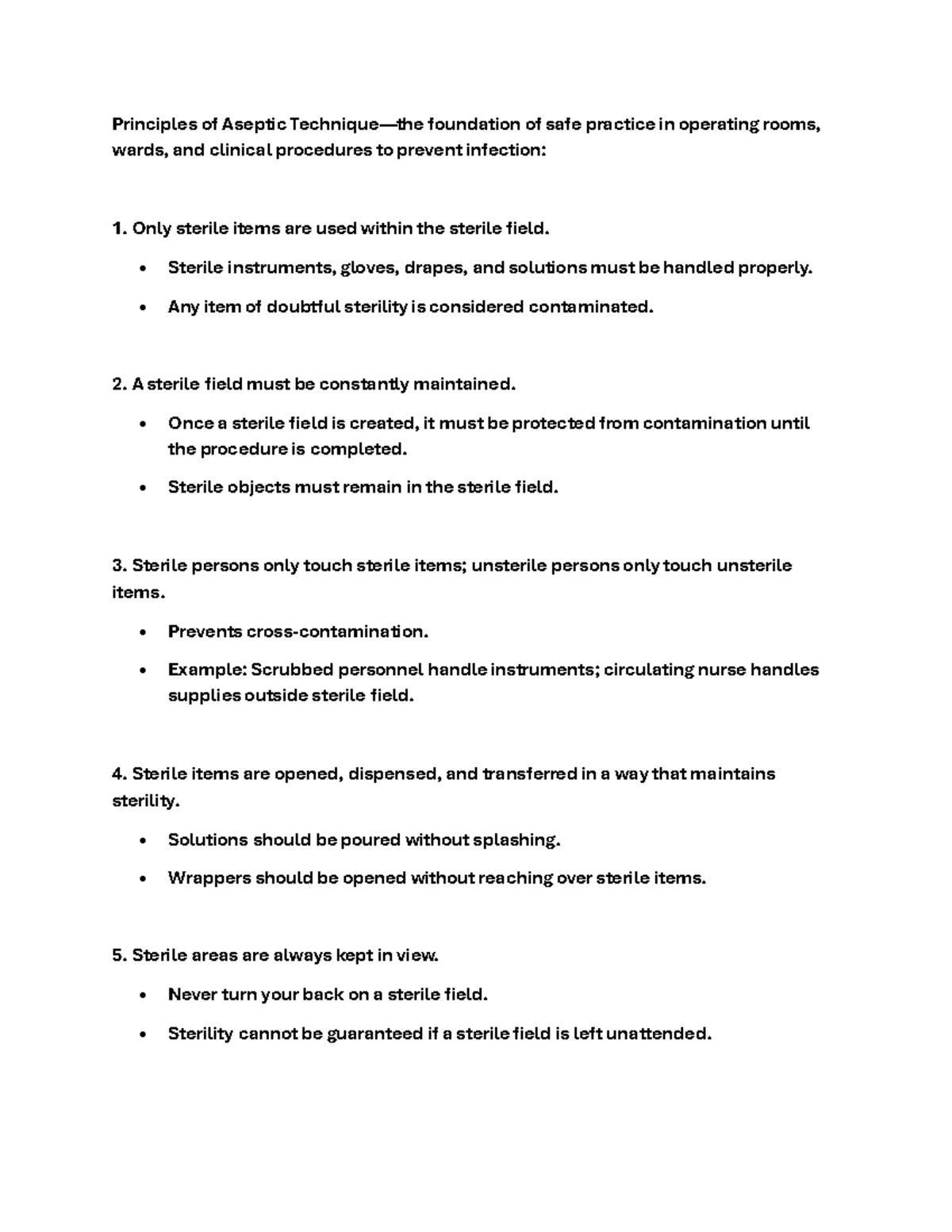 Principles of Aseptic Technique in Surgical Procedures (NURS 101) - Studocu