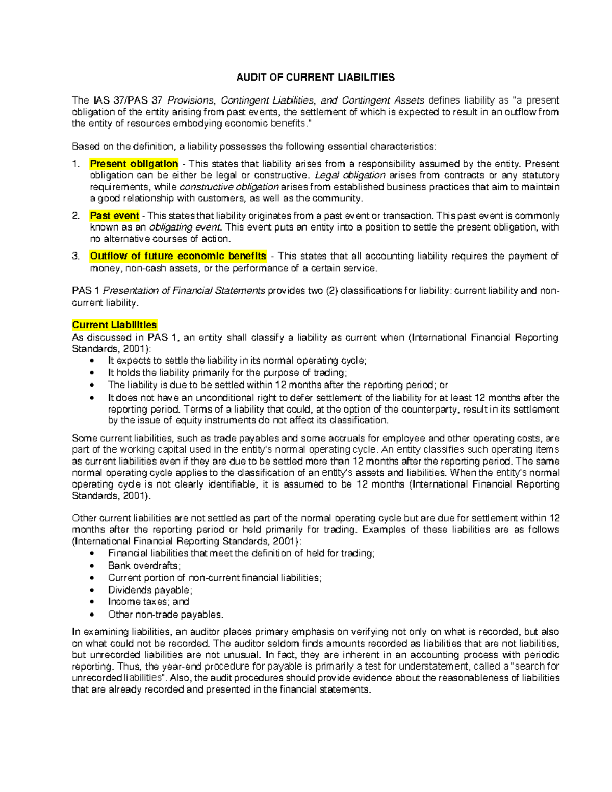 Audit of Current Liabilities and Accounts Payable: Note 2 - ACCT 201 - Document Preview