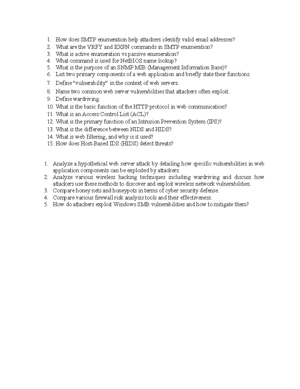 IT 2 Important Questions on Cybersecurity Vulnerabilities and Attacks ...