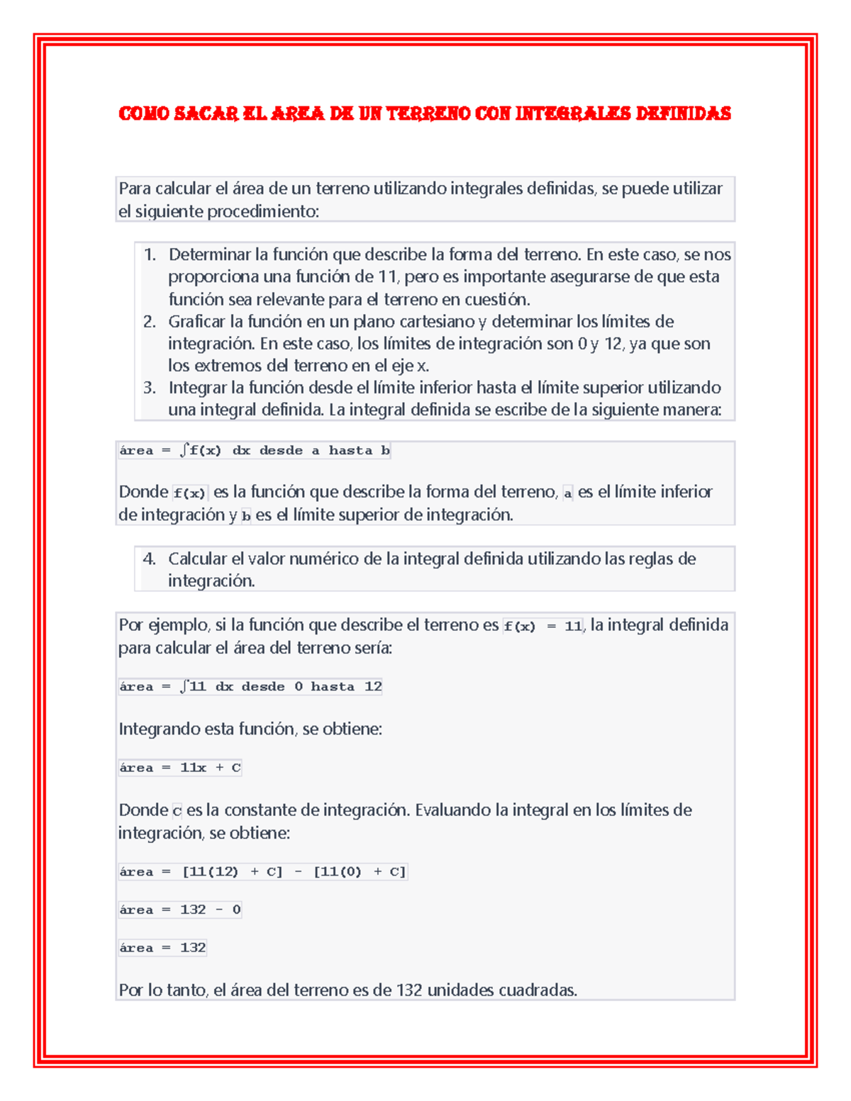 COMO Calcular el Área de un Terreno con Integrales Definidas - Studocu