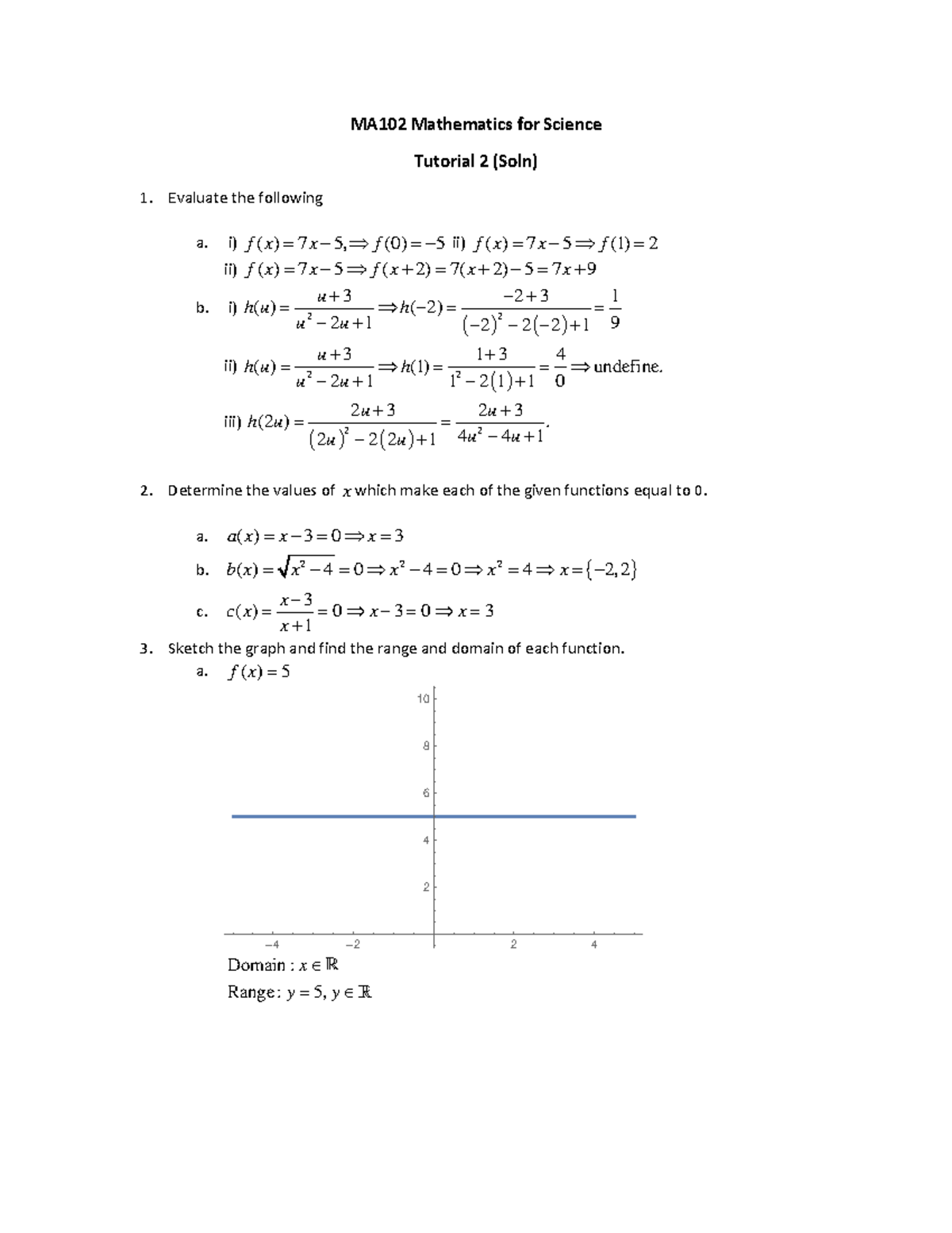 MA102 Tutorial 2 Soln - MA102 Mathematics for Science Tutorial 2 (Soln ...