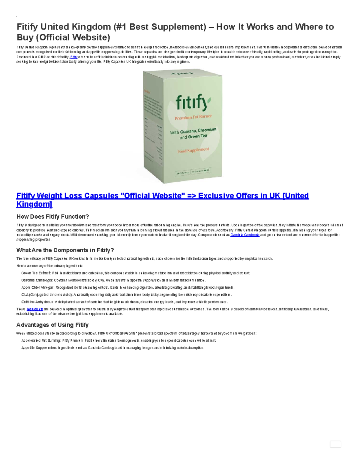 Fitify UK Premium Fat Burner: Benefits, Ingredients & Purchase Guide ...
