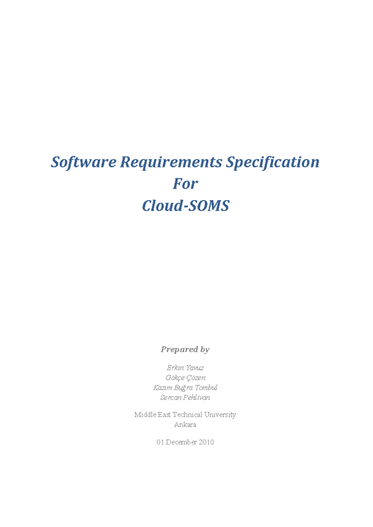 Software Requirement Specifications for Cloud SOMS - Software ...