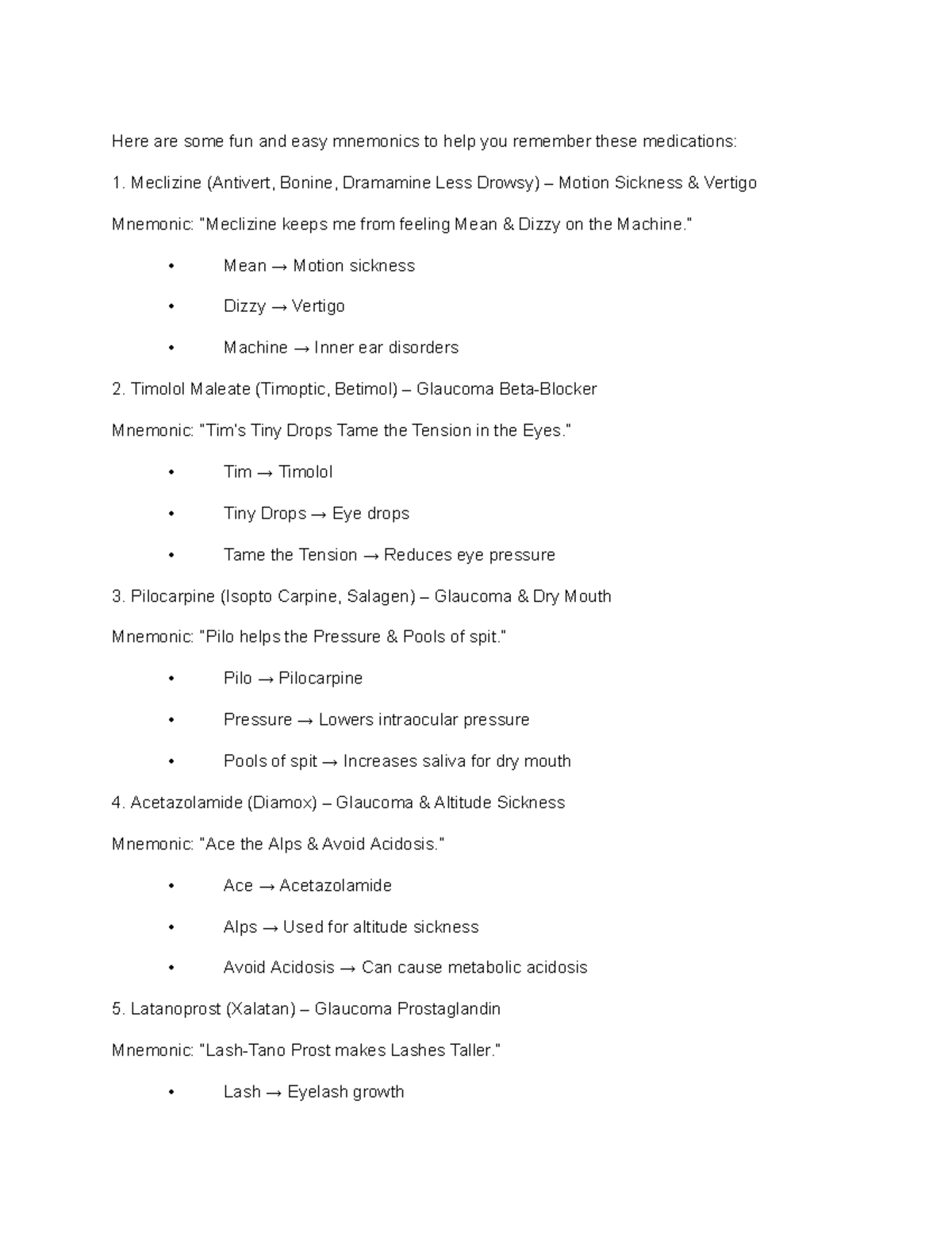 Fun Mnemonics for Remembering Medications in Healthcare (PHAR 101 ...